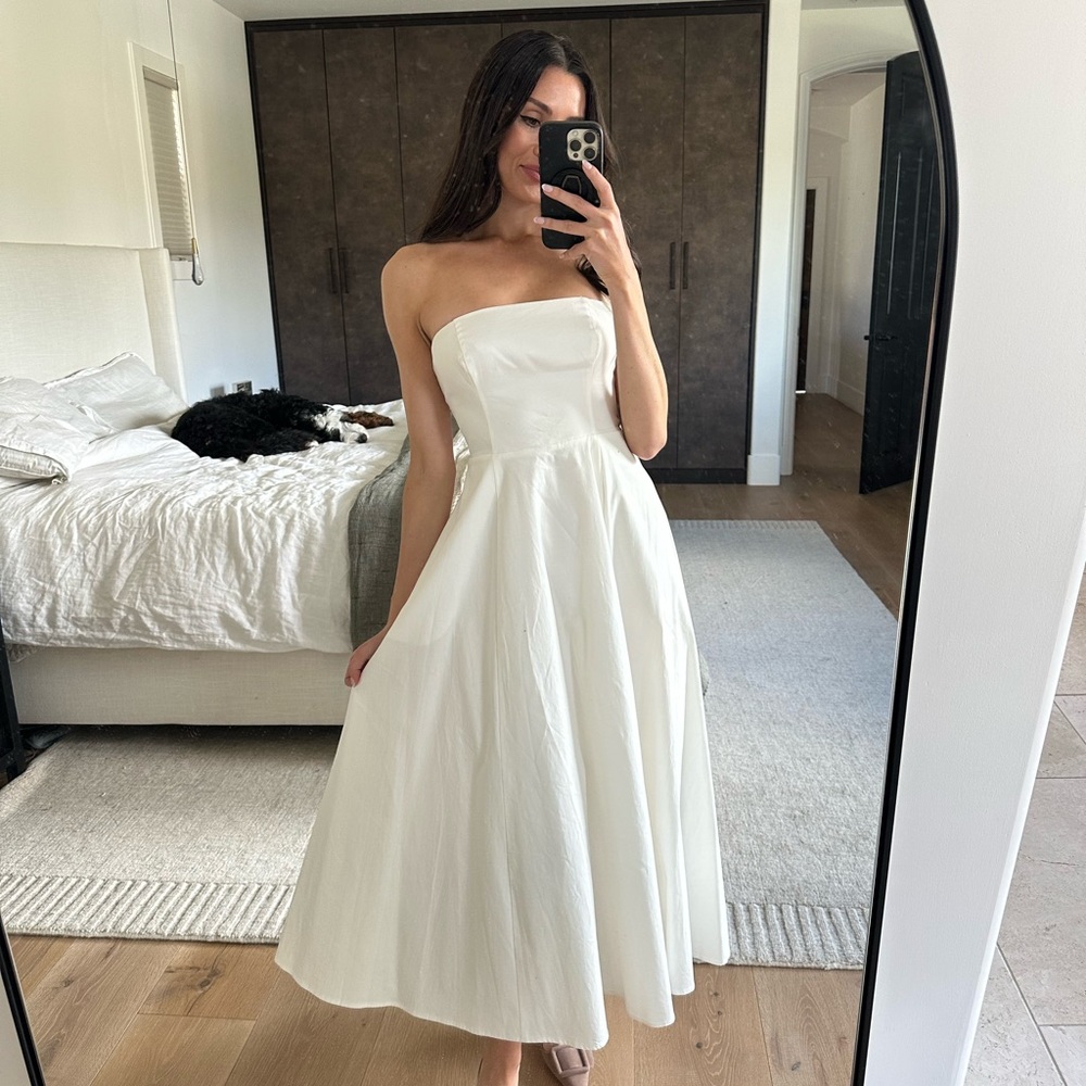 Reformation Strapless Cream Dress - Picture 3 of 6